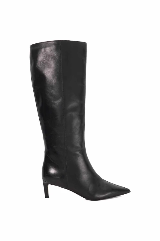 Image of Dune London Womens 'Smoothly' Leather Knee High Boots in Black Size: 3 Black Female 3