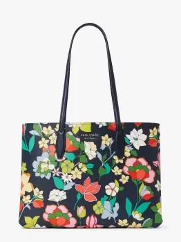 image of Kate Spade All Day Flower Bed Large Tote Bag, Blue, One Size