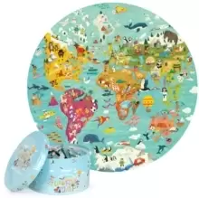 Image of Boppi 150 Piece Round Jigsaw Puzzle - World Map