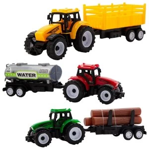 Image of Doodle 3 Piece Plastic Farm Tractor & Trailer Set