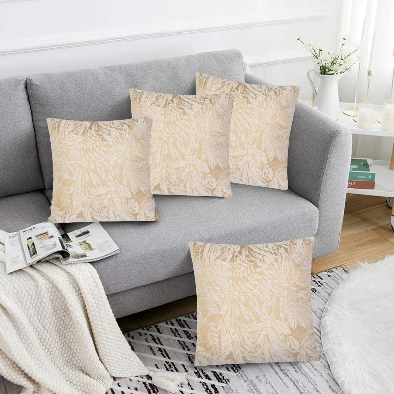 Image of Alan Symonds Botanic Floral Soft Chenille Cushion Set of 4 Cream unisex 45x45cm
