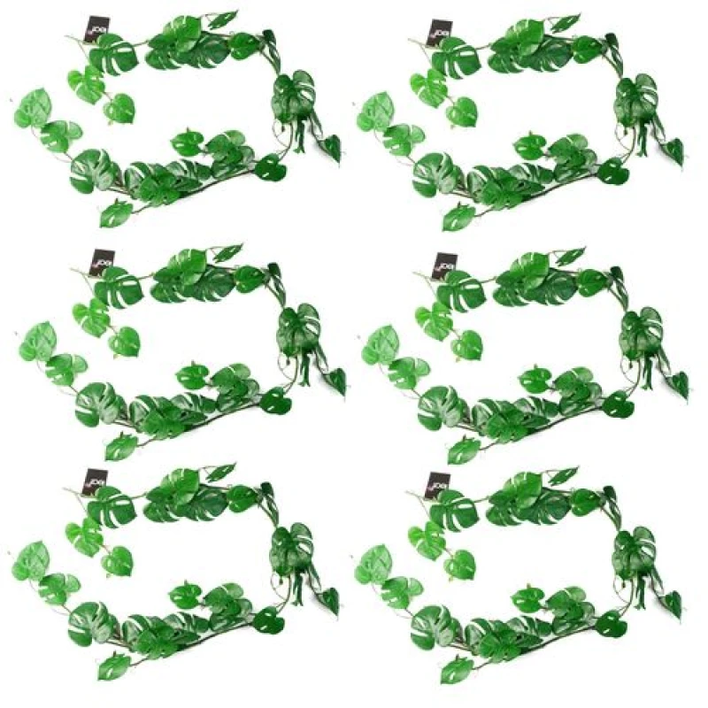 Image of Leaf 6 x 180cm Artificial Hanging Trailing Monstera Plant Green