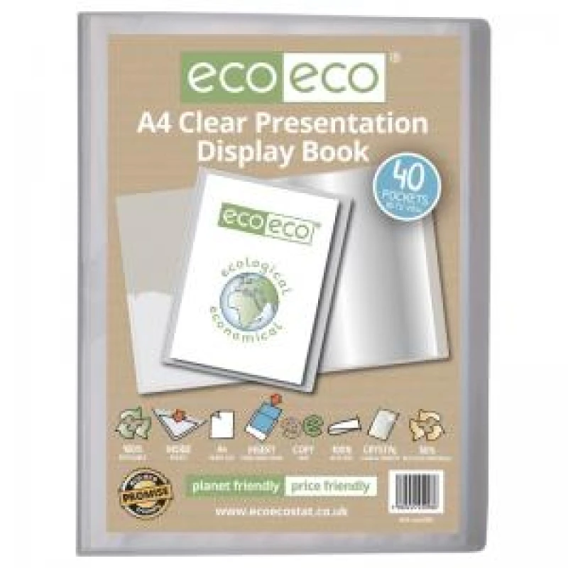 Image of Eco Eco 50% Recycled Presentation Display Book 40 Pockets A4 Clear eco098-S