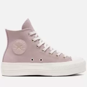 Image of Converse Womens Chuck Taylor All Star New Earthy Tones Lift Hi-Top Trainers - Stone Mauve/Egret/Egret - UK 3