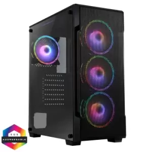 Image of CiT Crossfire Mesh Gaming Case 4 x ARGB Fans Glass Side MB SYNC 3pin