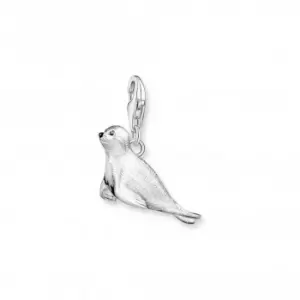 image of Sterling Silver Enamel Zirconia White Sea Seals Charm 1912-041-14