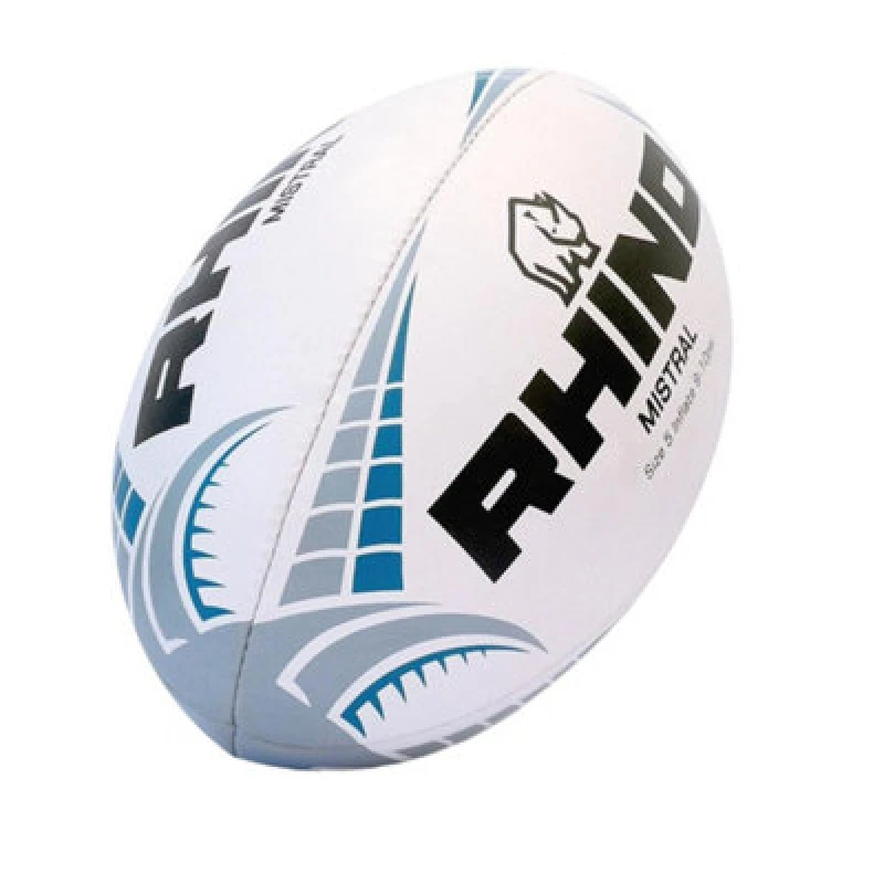Image of Rhino Mistral Rugby Ball White/blue/black (5)