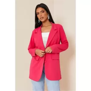 Image of I Saw It First Hot Pink Oversized Blazer With Front Pockets - Pink