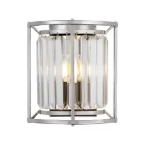 Image of Luminosa Guilford Wall Lamp, 2 Light E14, Polished Nickel, Clear