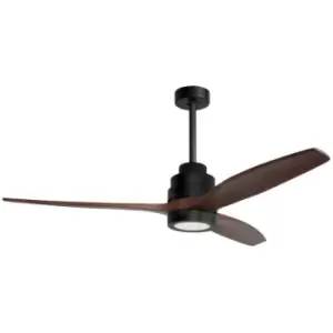 Image of Granby Ceiling Fan Steel Matt Black, Glass 3ABS Wood Blades - Merano