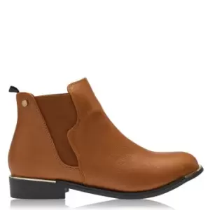 Image of Down To Earth Brushed PU Gusset Ankle Boot - Brown