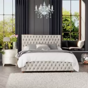 Image of LLB Seren Velvet Double Ottoman Bedframe - Pearl