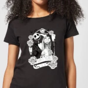 Image of Nightmare Before Christmas Jack Skellington and Sally Womens T-Shirt - Black