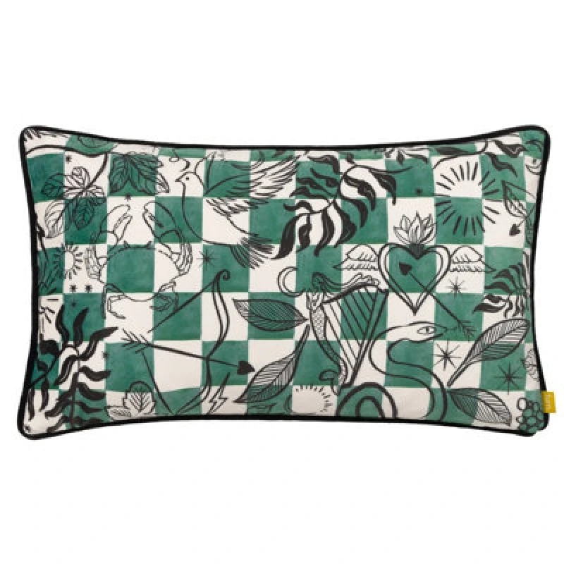 Image of Furn Mythos Checkerboard Cushion Green