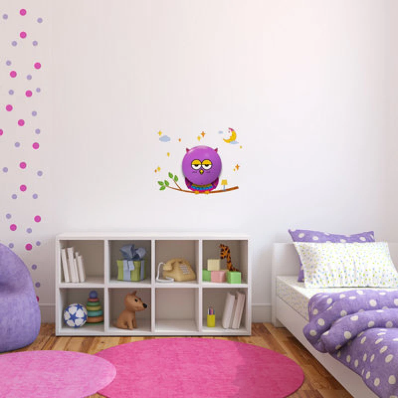 Image of Milagro Owl LED Childrens Lamp Charming Fun Night Light Ultra Low Consumption 0.6W Colourful Wall Decals Create A 3D Effect