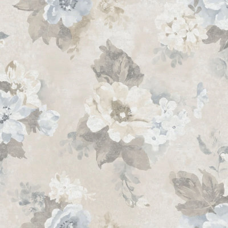 Image of Galerie Country Cottage Blue Grey Cream Vintage Bloom Smooth Wallpaper