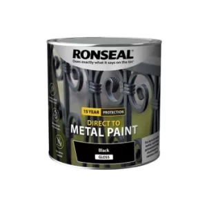 Image of Ronseal Direct to Metal Paint Black Gloss 2.5 litre