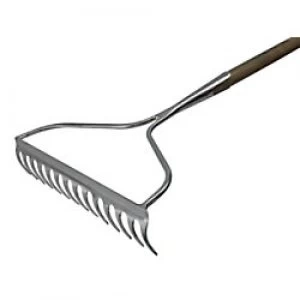 image of Faithfull Prestige Stainless Steel Garden Rake Ash Handle