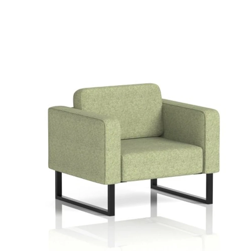 Image of Brixworth Office Armchair with Black Legs in Rivet Fabric - Burnish