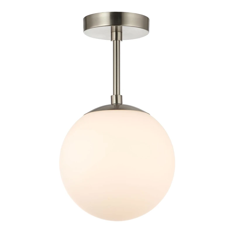 Image of Happy Homewares Traditional Glass Globe IP44 Bathroom Ceiling Light Fixture in Metallic Silver Metallic Silver Unisex