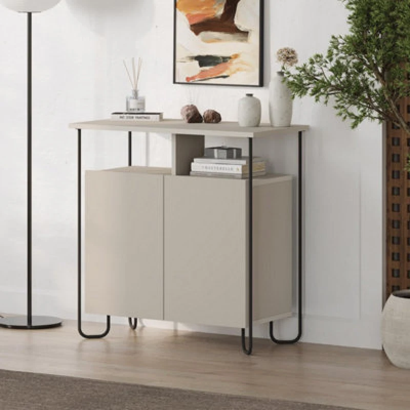 Image of FWStyle FWStyle 2 Door Sandstone Sideboard Storage Unit in Beige Beige One Size Unisex 8683628019597