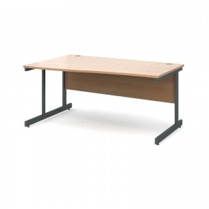 Image of Contract 25 Left Hand Wave Desk 1600mm - Graphite Cantilever Frame be