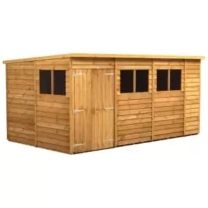 Image of Power Sheds 14 x 8ft Double Door Pent Overlap Dip Treated Shed