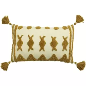 Image of Furn Esme Cotton Tufted Cushion Cover (50cm x 30cm) (Ginger)