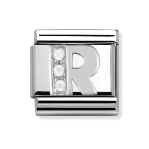 image of Nomination Classic Silver & CZ Letter R Charm