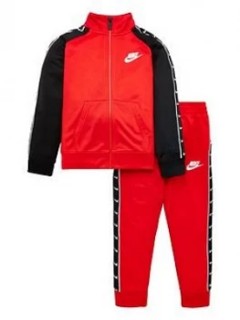 Image of Nike Sportswear Younger Boys Swoosh Taped Tricot Tracksuit - Red/Black, Size 5-6 Years