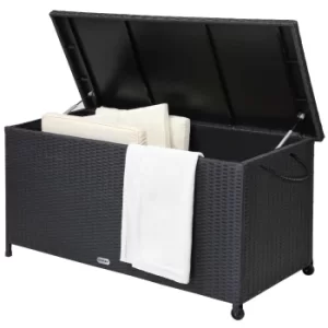 image of Poly Rattan Garden Storage Box Black 4x1.8x2ft