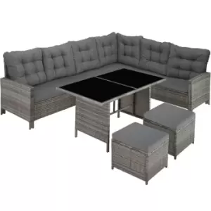 Image of Tectake Garden Rattan Furniture Set Barletta - Grey With Grey Cushions