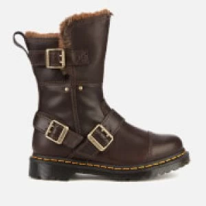 image of Dr. Martens Womens Kristy Mid Leather Biker Boots - Bitter Chocolate - UK 3