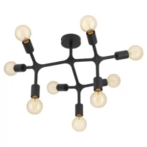 Image of Flush 9 Bulb Ceiling Light Colour Black Arms & Lamp Holders Bulb E27 9x60W