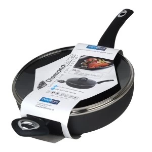 Diamond Non Stick Deep Fry Pan With Glass Lid 28cm