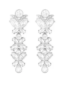 Image of Mood Silver Crystal Navette Statement Drop Earrings
