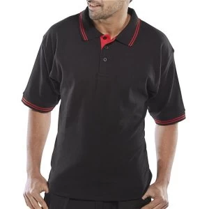 Image of Click Workwear Polo Shirt Two Tone 220gsm S Black Red Ref CLPKSTTBLRES