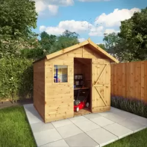 image of Wooden 6 x 8 Shiplap Apex Garden Storage Shed - Waltons