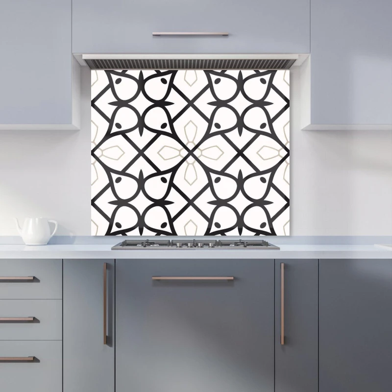 Image of Warren Reed - Designer Arabic Style Pattern Kitchen Splashback in Black Size: 600mm x 750mm Black Unisex 600mm x 750mm