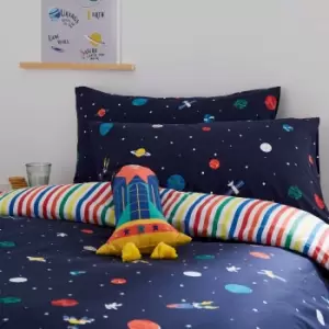 Image of Joules Up In Space Single Duvet Cover Set, Blue