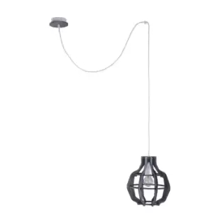 Bento Wire Frame Pendant Ceiling Light Small Grey, 28cm, 1x E27, 200cm wire