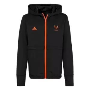 Image of adidas Messi Full-Zip Hoodie Kids - Black / App Solar Red / App So