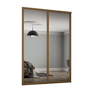 image of Spacepro 610mm Oak Shaker frame Single panel Mirror Sliding Wardrobe Door Kit