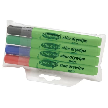 image of Show-me Dry Wipe Pens Medium Assorted - Pack of 4