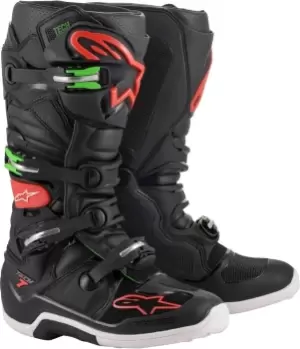 Image of Alpinestars Tech 7 Motocross Boots, black-red-green, Size 49 50, black-red-green, Size 49 50