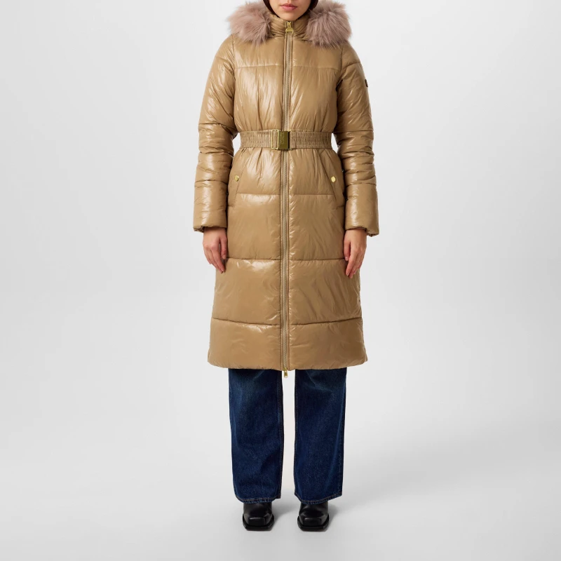Image of Barbour International Womens Saskia Hooded Long Sleeve Long Puffer Jacket Light Trench female 18 (2XL)