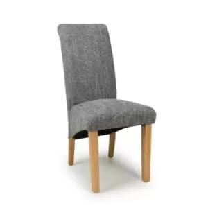 Image of 2 x Shankar Karta Scroll Back Tweed Grey Dining Chairs