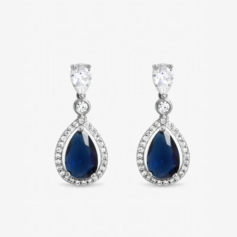 Image of Jon Richard Rhodium Plated Cubic Zirconia Pear Drop Earrings Drop Earrings One Size Silver 73787211000