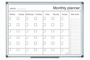 image of Bi-Office Magnetic Black and White Month Planner 60x40cm