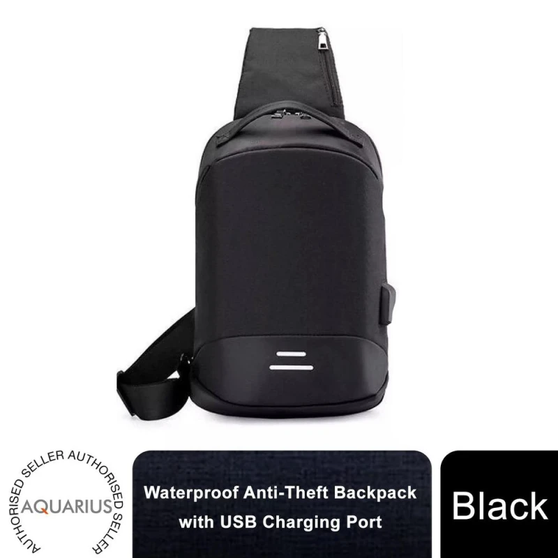 Image of Aquarius Aquarius Waterproof Anti-Theft USB Laptop Backpack - Travel School Bag - Black